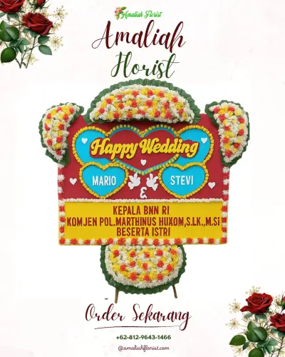 Karangan Papan Bunga Pernikahan di Watesjaya